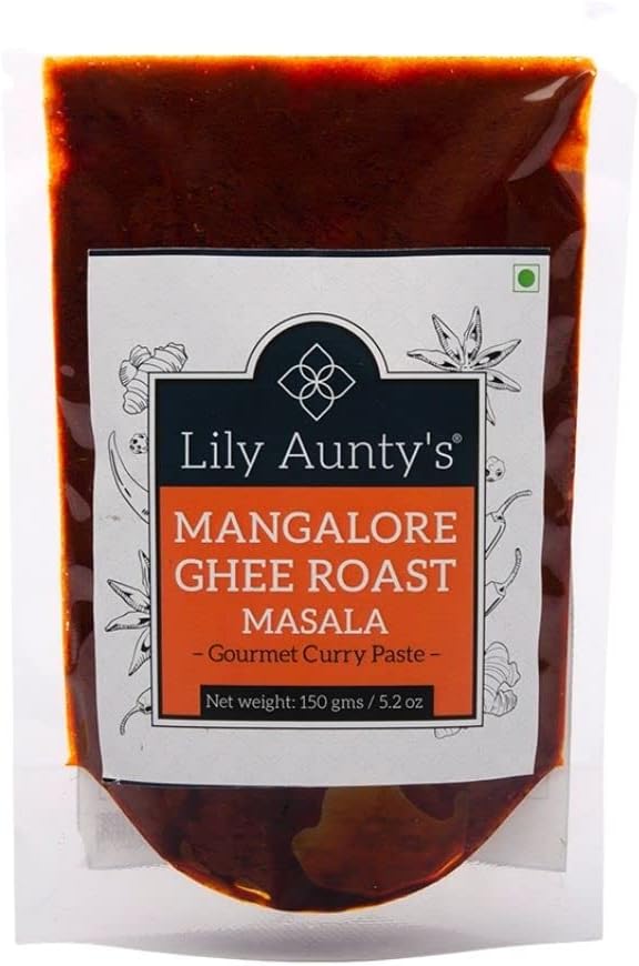 Lily Aunty's Mangalore Ghee Roast Masala | Quantity - 150g (Pack of 1) | Mangalorean Curry Paste | Ideal for Chicken ghee Roast, Prawns ghee Roast, Veg and Fish Dishes| Ingredient Type: Vegetarian