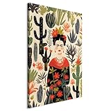 murando quadro acustico frida 80x120 cm 1 pezzo schiuma acustica quadri moderni su tela non tessuta stampa protezione dai rumori fonoassorbente fiori donna beige famosi kahlo elegante h-h-10055-b-a