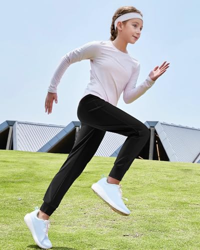 HASMES Girls Joggers Kids Athletic Pants with Pockets Active Pants for Running Yoga Dance Activewear3