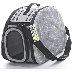 Pet Monastry Portable Foldable (Grey) Pet Carry Bag Travel Shoulder Puppy Cat Outdoor Carrier Soft EVA Breathable Handbag (17 x 13 Inches) Pet Carrier