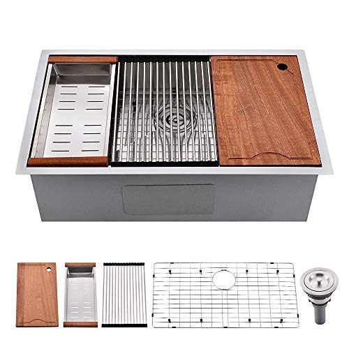 28 Undermount Workstation Kitchen Sink Stainless Steel-SOMRXO 28 Inch Stainless Steel Utility Sink Undermount Workstation Sink 16 Gauge 10 Inch Deep Single Bowl Undermount Kithchen Sink