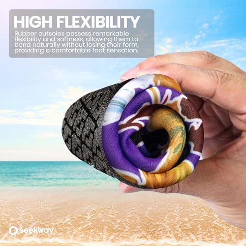 Image of SEEKWAY Water Shoes Women Men Adult Quick-Dry Aqua Socks Barefoot Non Slip for Beach Swim River Pool Lake surf Black SK002(U)