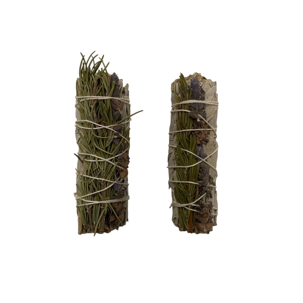Smudge Stick, White Sage, Lavender and Rosemary 4", Pack of 2