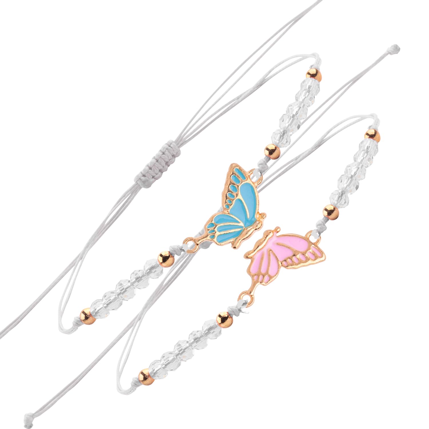 DncvbPack of 2 Friendship Bracelets, Best Friend Bracelet, Butterfly Bracelets, Couple Bracelet, Adjustable Friendship Bracelet, Girls Personalised Bracelets