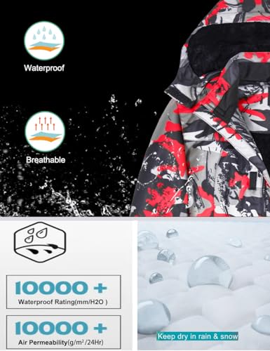 Ummtom SNOW082505019 Boys Waterproof Ski Jacket Warm Winter Fleece Snow Coat Kids Outdoor Hooded Snowboard Jacket  thumb #3