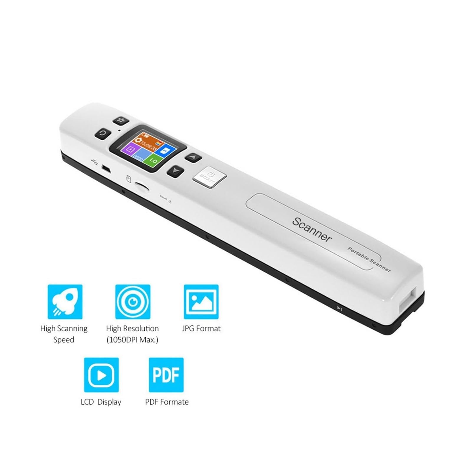 Scanner for documenti portatile con bacchetta portatile, formato A4 ad alta velocità 1050 DPI formato JPG/PDF for libri di ricevute aziendali,Scansione Facile(WIFI Scanner)