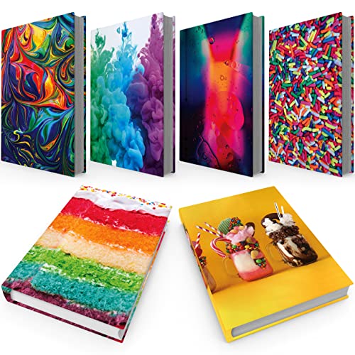 Stretchable, Washable Book Covers 6 Pack Of Fun Designs. Jumbo Jackets Fit Most Hardcover Textbooks Up To 9 X 11". Easy Apply, Adhesive-Free, Nylon Fabric Protectors. Reusable Student School Supply #TOP6