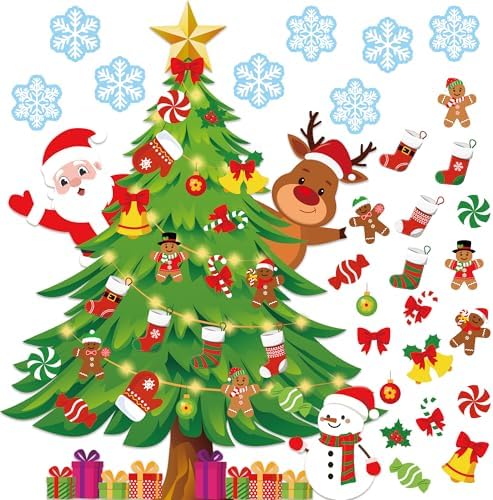 66 Pcs Christmas Tree Bulletin Board Set Snowman Santa Classroom ...