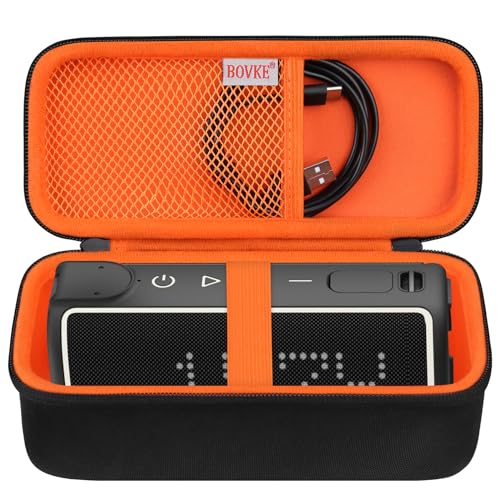 BOVKE Carrying Case Compatible with GOLFBUDDY Voice XL Magnetic Golf GPS Speaker, Attachable Golf GPS Speaker Holder with Mesh Pocket for Charging Cords and Accessories, Black