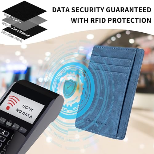 Image of Chelmon Slim Wallet for Men, Minimalist Front Pocket RFID Blocking Credit Card Holder
