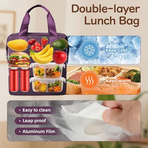 Image of coowoz Lunch Box Insulated Women Lunch Tote Bags Work- Adult LunchBag loncheras para mujer Mens Lunchbox for Picnic,Beach,Office,Travel
