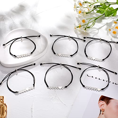 Image of Desimtion Mom and Daughter Bracelets for 2, 3, 4, 5, 6, Mother Daughter Matching Heart Bracelets - Birthday Gifts for Mom from Daughter