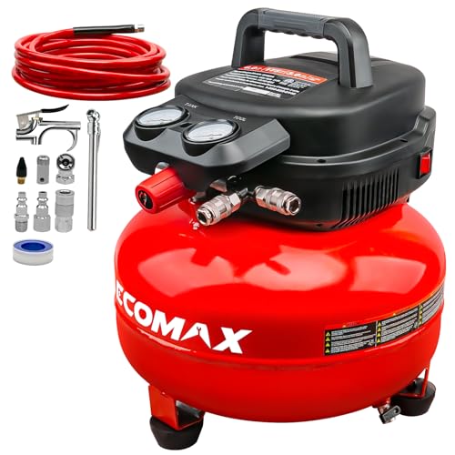 Air Compressor, 6-Gallon Pancake Air Compressor, MAX 175PSI, Compressor for Air Tools with 10 PCS Air Compressor Accessories Kit