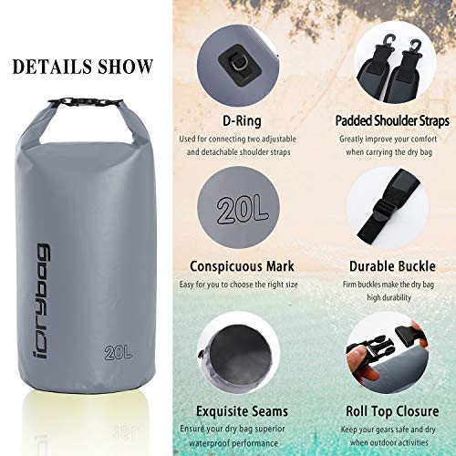 Image of IDRYBAG Dry Bags for Kayaking 2L /5L /10L /15L /20L, Waterproof Small Dry Bag Floating, Dry Sack for Paddleboarding Travel