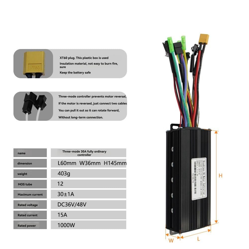 Contrôleur de Moteur sans 36V 48V 30A S869 avec Affichage LCD pour Trottinette Électrique et Kit de Réparation pour Vélo Électrique avec Poignée D'Accélérateur 24V-72V.
