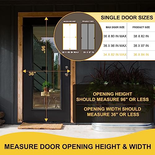 Magnetic Screen Door - Fit for Door Size:34 x 82 Inch, Screen Itself Size:36"x84", Hands Free Mesh Partition,Heavy Duty Screen Door Mesh Curtain Keeps Bugs Out, Frame Hook & Loop, Pet and Kid Friendly