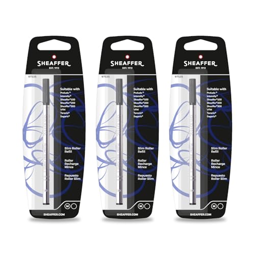 Recharge Slim Noir Sheaffer : Lot de 3 Cartouches Roller Pointe Moyenne