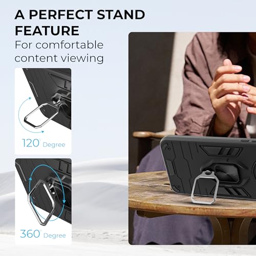 Image of A rtistque Armor Bumper Back Case Cover for Realme P3 Pro 5G | Stylish Ring Holder & Inbuilt Stand | Shockproof TPU Protective Design | 360 Degree | Realme P3 Pro Back Cover - Black