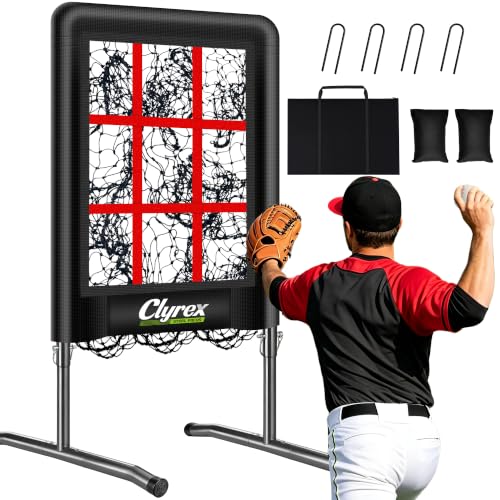 Image of 9 Hole Pitching Net with Strike Zone, Baseball Softball Pitching Target for Accuracy Training