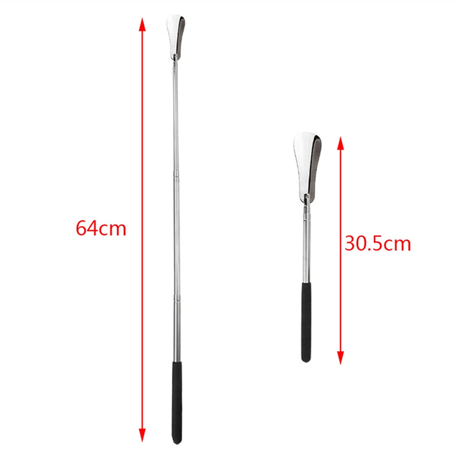 Schuhheber, 64 cm, silberfarben, Verstellbarer Griff, Schuhlöffel, professioneller Schuhlöffel aus Edelstahl, Metall, Schuhlöffel, Schuhlöffel