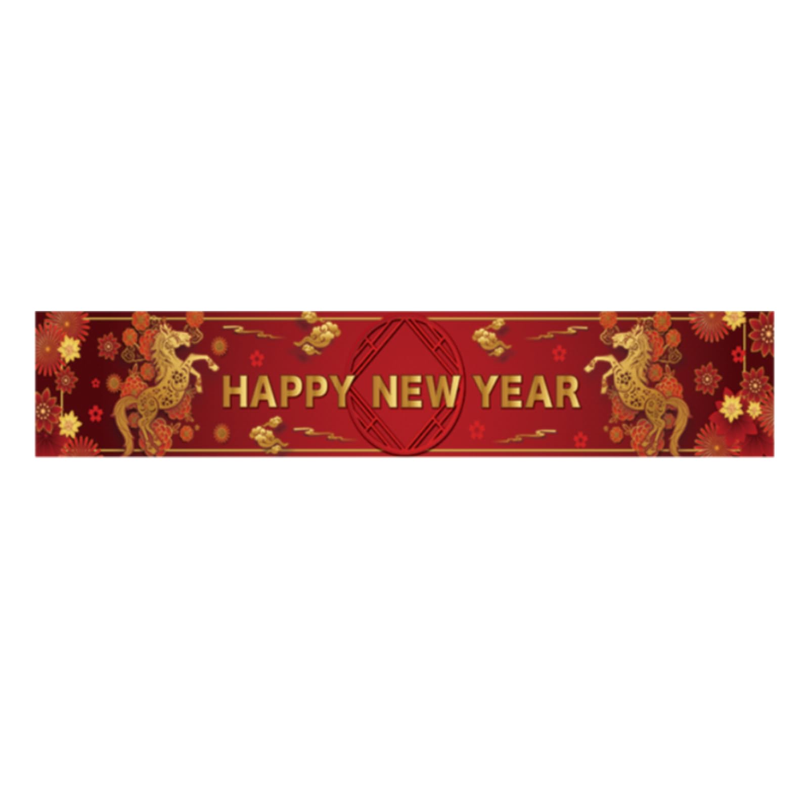Chinese New Year Decorations 2026-300 * 50cm Happy New Year Banner Year of the Horse 2026 Sign Backdrop for Chinese New Years Indoor Outdoor Decorations,Red 1Pcs