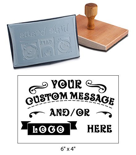 6" X 4" Extra Large Custom "Rocker Mount" Wood Hand Rubber Stamp With Wooden Handle #TOP5