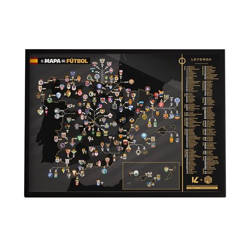 Mapa del Fútbol Enmarcado 40x30cm - España, Inglaterra, Alemania, Italia...