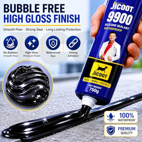 Image of Waterproof Sealant for Leakage Repair | 9900 Silicone Sealant Adhesive 750gm | Roof Crack Waterproof Solution for Bathroom, Pipe, Water Tank, Concrete, Metal & Tiles | Flexible Weather Resistant