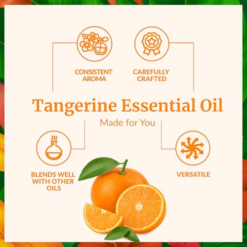 Image of SVA Tangerine Essential Oil 4 Fl Oz - for Diffuser, Skin & Hair Care - Ideal for Massage & DIY Blends - with Dropper
