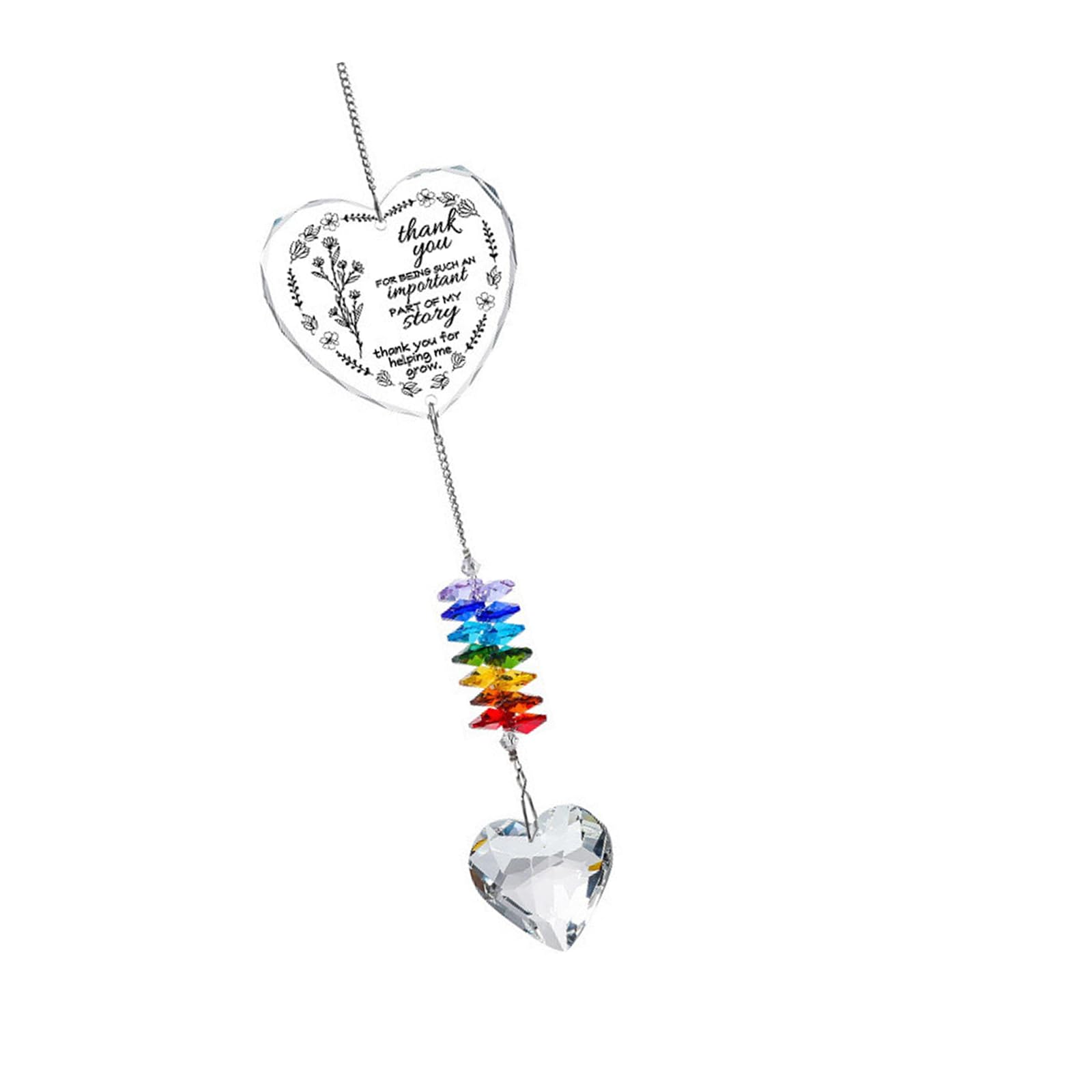 Pangboer A Mothers ' Day Heart Wind Chimes Crylic Nd Crystal Texture Delicate Design Hanging Pendant For Indoor Window Decoration Spectrum Wind Toll