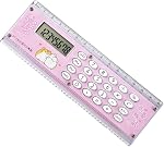 Mini Calculatrice de règle, calculatrice portable de poche avec 8 Affichage numérique,Régulateur numérique multifonctionnel pour les élèves de l'école (Pink)