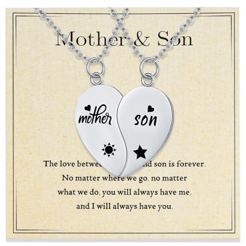 Yonhon Mother Son Necklace for 2,Mother Son Matching Bracelet Set for 2