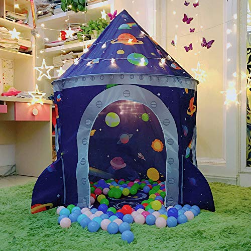 LOJETON Rocket Ship Play Tent - Premium Space Castle Pop Up Kids Playhouse with Star Lights - Unique Space and Planet Design for Indoor and Outdoor Fun - Imaginative Toy & Gift for Boys Girls - Thumbnail 5