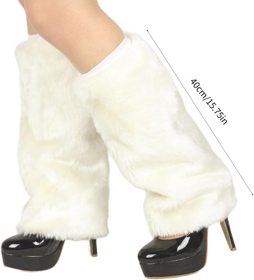 Women Furs Leg Warmer Winter Furry Long Boot Cuffs Fuzzy Party Costume for Holiday Festival Performances Play