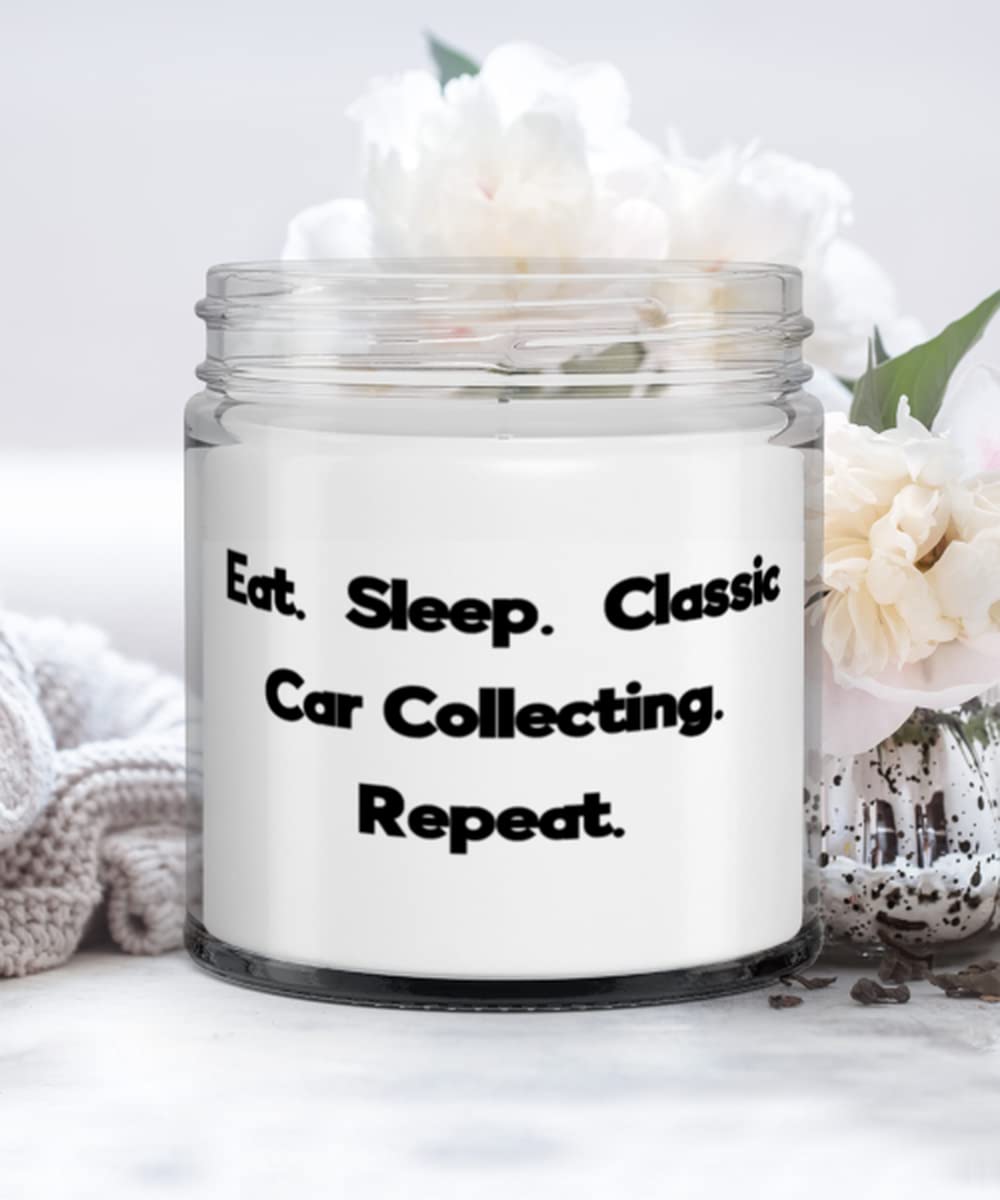 Love Classic Car Collecting Gifts, Eat. Sleep. Classic Car Collecting. Repeat, Holiday Candle For Classic Car Collecting