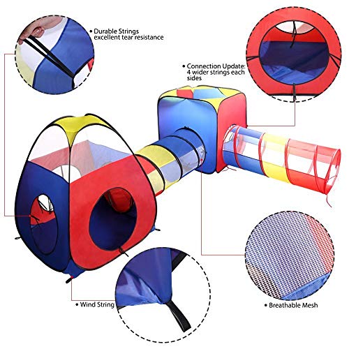 Kids Play Tent tunel Pop Up Tent 4 in 1 Tent Speelhuis Crawl Tunnel Ball Pit Indoor Outdoor Speeltuin met Rits Opbergtas Case voor Jongens Meisjes Baby's Peuters Kinderen Geschenken Tent kinderen tipi tenten - Afbeelding 8