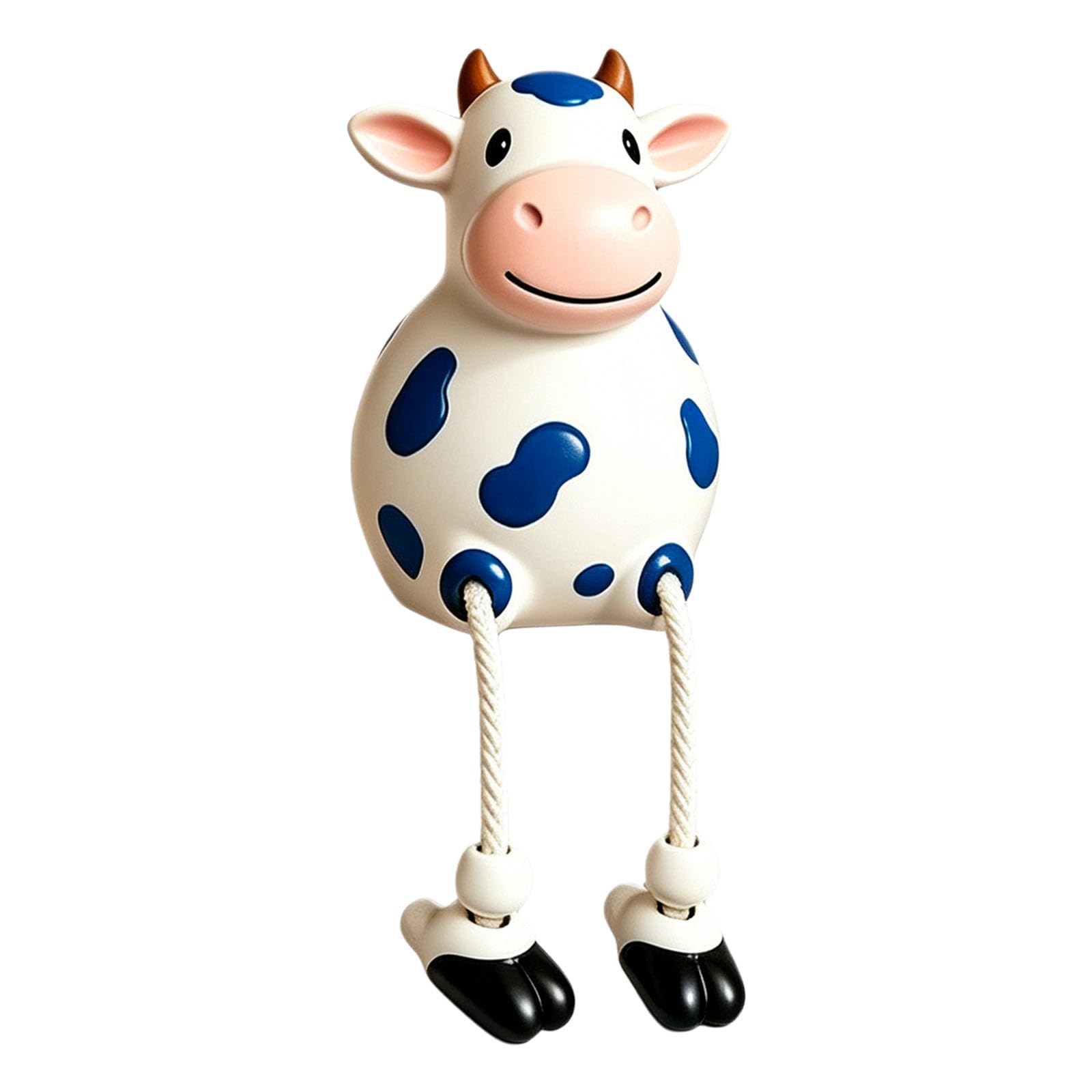 Tabletop Cow Decor Resin Dangling Leg Figurine with Rope Legs and Rounded Glossy Finish for Shelf and Fence Display Cows Shelf Sitter Figurines Cows Statue Cow Sitter Dangling Leg Figurine Resin Fence