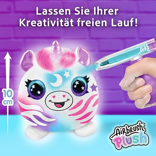 Canal Toys - Airbrush Plush Mini Surprise - Überraschungs-Plüsch bemalen: Hand-Airbrush, 3 Marker & 35+ Schablonen - Waschbar & neu gestaltbar - Sammle 12 Designs - Kreativset ab 6 Jahren - OFG 264