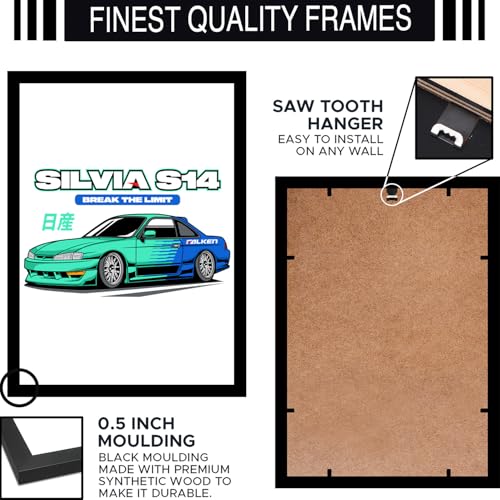 Image of BLINKART Nissan Silvia S14 CarFramed Posters Gift Items Boys Room Wall Decoration Bedroom Office Studio Synthetic Wood Frame & Acrylic Glass Ready to Hang - 12x8 Inch, (A4 Size) - CAR-172