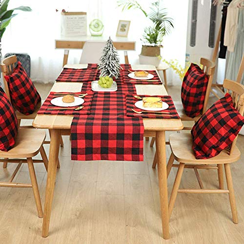 Palmhill 6Pcs Buffalo Plaid Placemats Red And Black Buffalo Check Placemats, Reversible Cotton Burlap Christmas Placemats For Holiday Christmas Table Decorations, 12 X 18 Inch (Red And Black) #TOP5