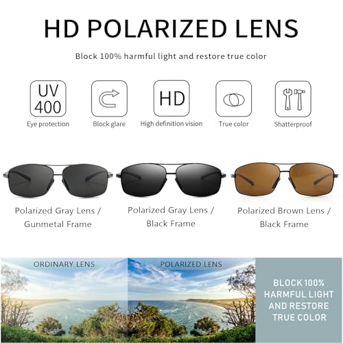 Image of SUNGAIT UV protection Ultra Lightweight Rectangular Polarized Sunglasses