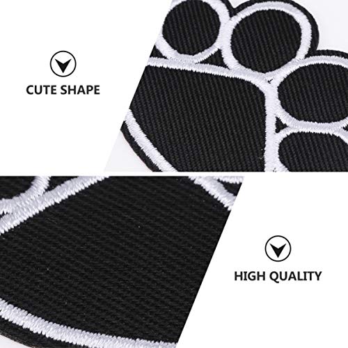 20Pcs Dog Puppy Paw Patch Iron On Appliques Embroidered Sewing Patches Appliques Craft Sewing Cloth Accessory Black Patches For Clothes,Fabric Stickers For Clothing,Applique Patches #TOP5
