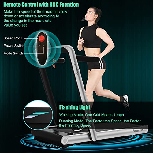 Image of GYMAX Walking Pad, 4.75HP Under Desk Treadmill with LED Touch Screen, App Control, Built-in Speaker & Handle, 2 in 1 Folding Compact Portable Treadmill for Home Small Space