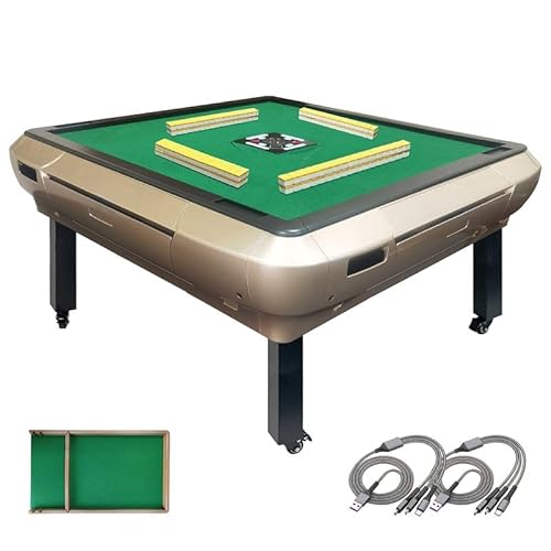 【座卓式】ー雀鳳ージャンホウー 全自動麻雀卓 麻雀卓 麻雀 静音 家庭用 キャスター付き 3人打ち対応 USB充電 コンパクト 28mm 33mm (ハーフレッグ 牌33mm, ゴールド)