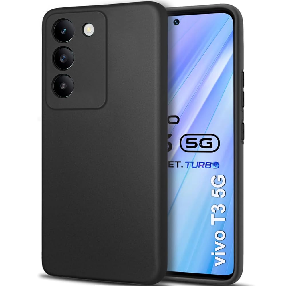 TheGiftKart Sleek Back Cover Case for Vivo T3 5G / Y200e 5G | Slim Fit Protective Design | Ultra Matte Finish | Camera Protection Bump | Soft Silicon Back Case for Vivo T3 / Y200e 5G (Silicone, Black) (B0CZ415SMK) Amazon Price History, Amazon Price Tracker