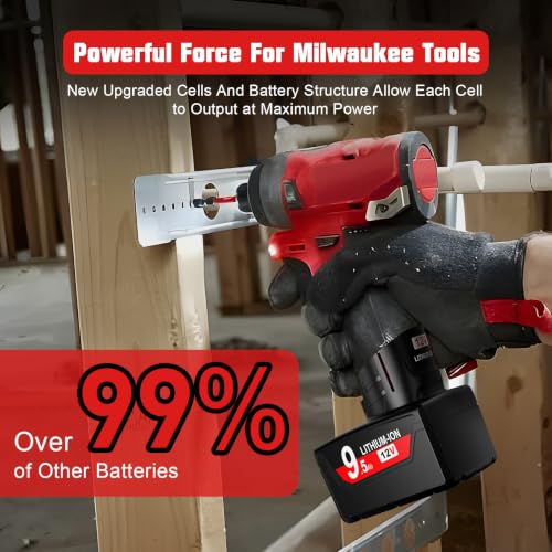 Image of 2Pack 9.5Ah Replacement for Milwaukee M12 Battery with LCD Display Compatible with Milwaukee 12V Battery 48-11-2401 48-11-2402 48-11-2411 48-11-2420 Cordless Power Tools