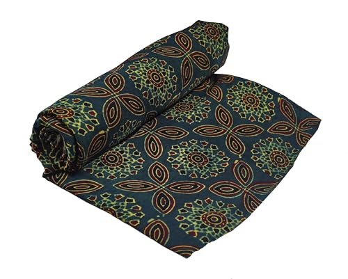 Image of Ethnics of Kutch Womens's Ajrakh Modal Silk Natural Dye Hand Block Print Unstitched Kurta Fabric