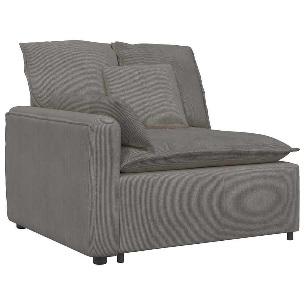 Sofá modular con cojín de pana gris claro, 317 x 217 x 64 cm, esquina tapizada, con estructura de metal y relleno de espuma para salón, salón y cine en casa
