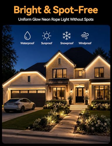 Image of Neon Rope Lights, Dimmable LED Strip Light, Warm White, 50ft