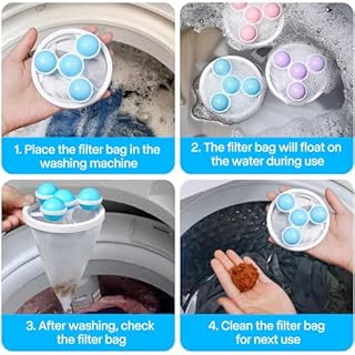 Sacs en Filet pour Filtre à Cheveux, Attrape Poils Machine a Laver, Sacs Filtrants pour Machine à Laver, Boule Anti Poils Machine A Laver, Accessoires pour Lave-linge (3 PCS)
